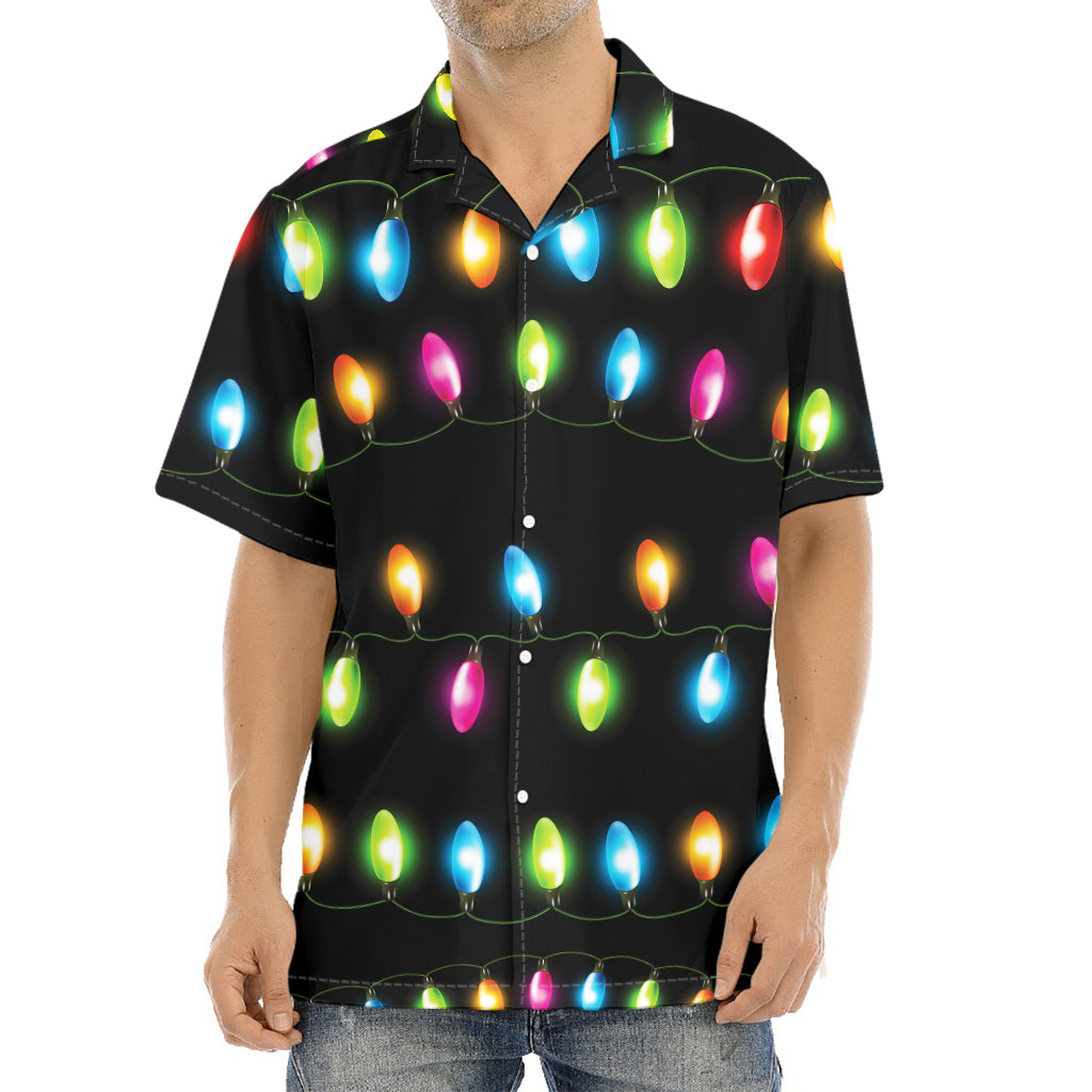 Colorful Christmas Lights Print Aloha Shirt