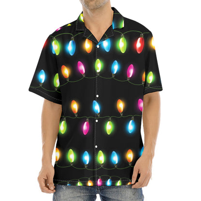 Colorful Christmas Lights Print Aloha Shirt