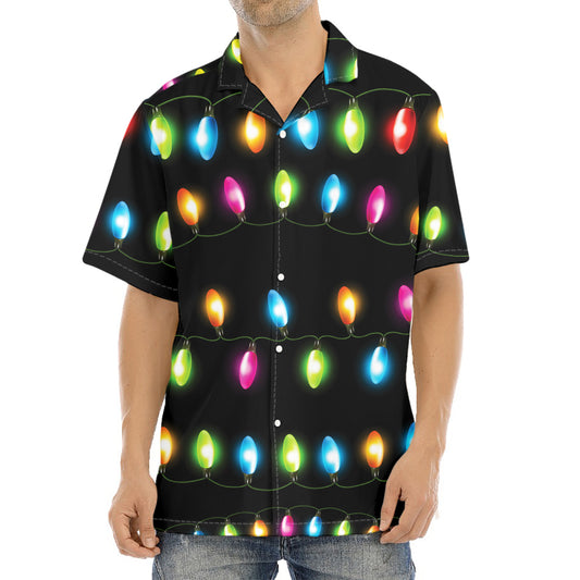 Colorful Christmas Lights Print Aloha Shirt
