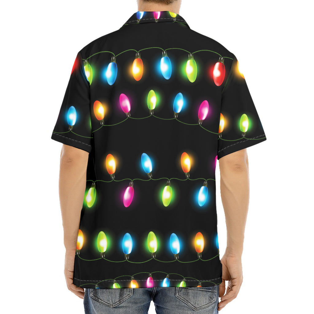 Colorful Christmas Lights Print Aloha Shirt