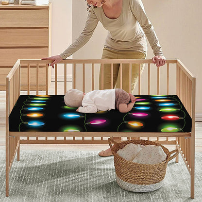 Colorful Christmas Lights Print Baby Crib Sheet