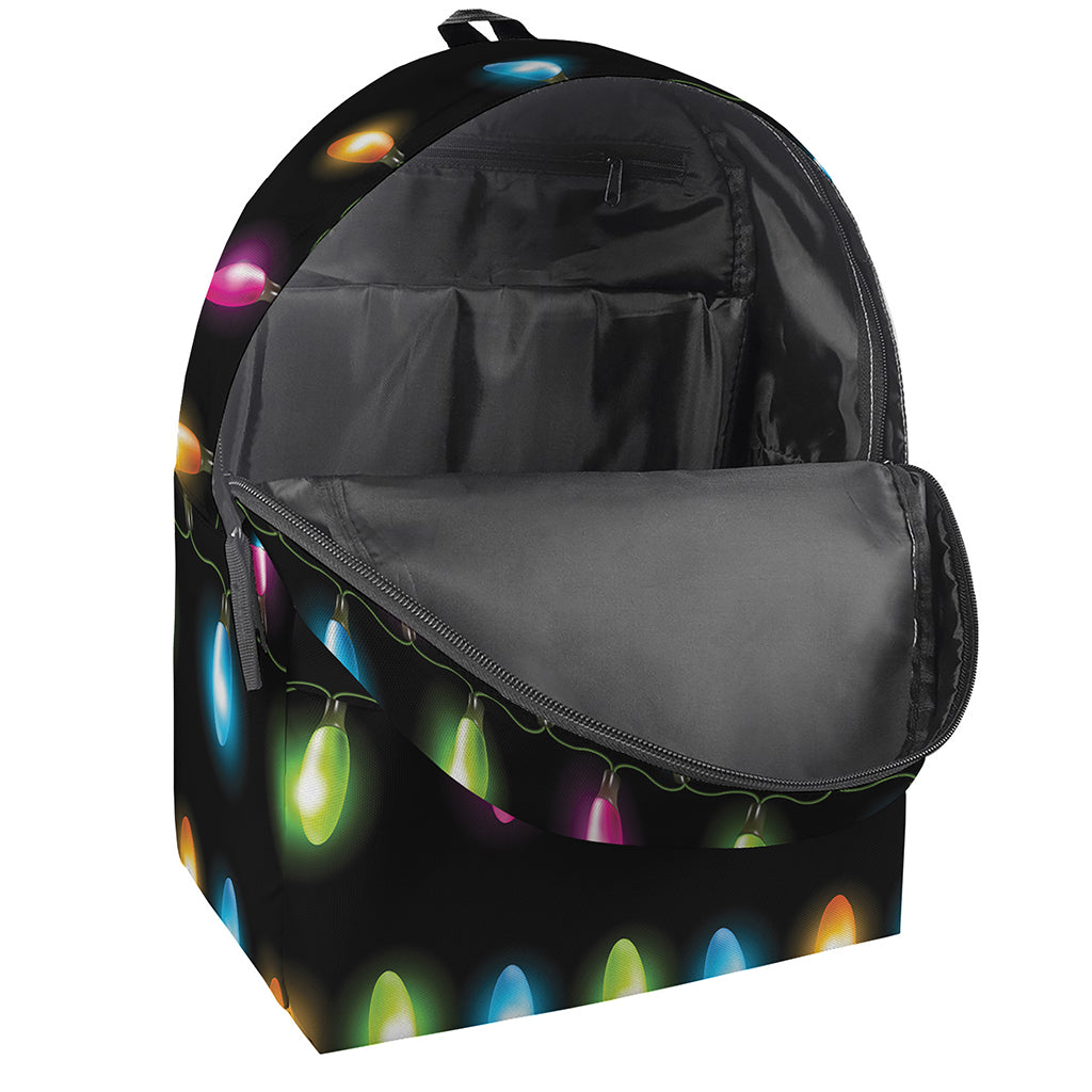 Colorful Christmas Lights Print Backpack