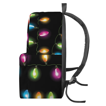 Colorful Christmas Lights Print Backpack