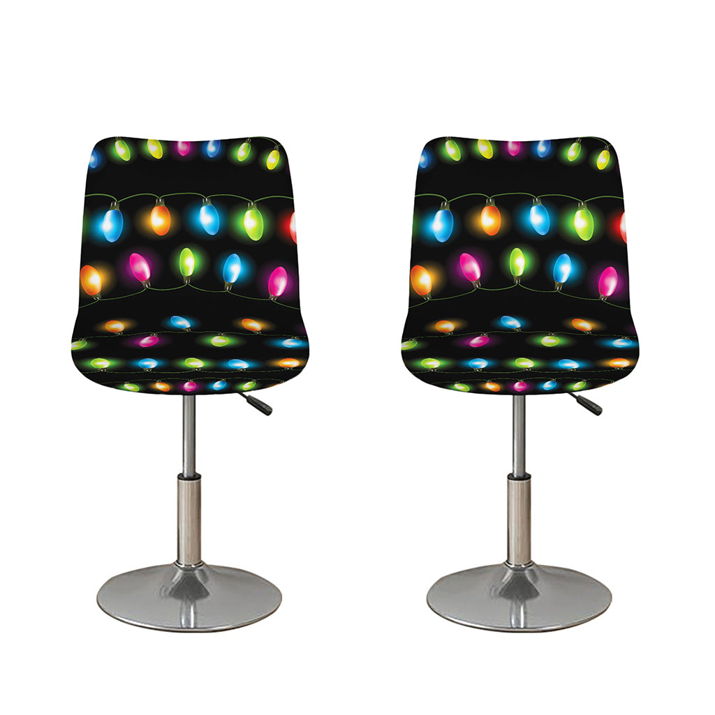 Colorful Christmas Lights Print Bar Stool Covers