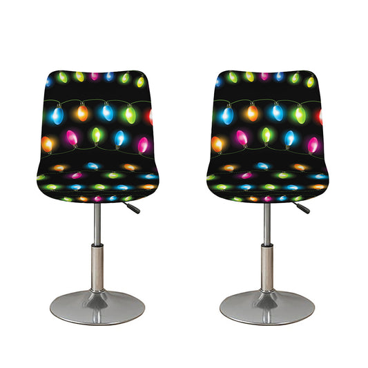 Colorful Christmas Lights Print Bar Stool Covers