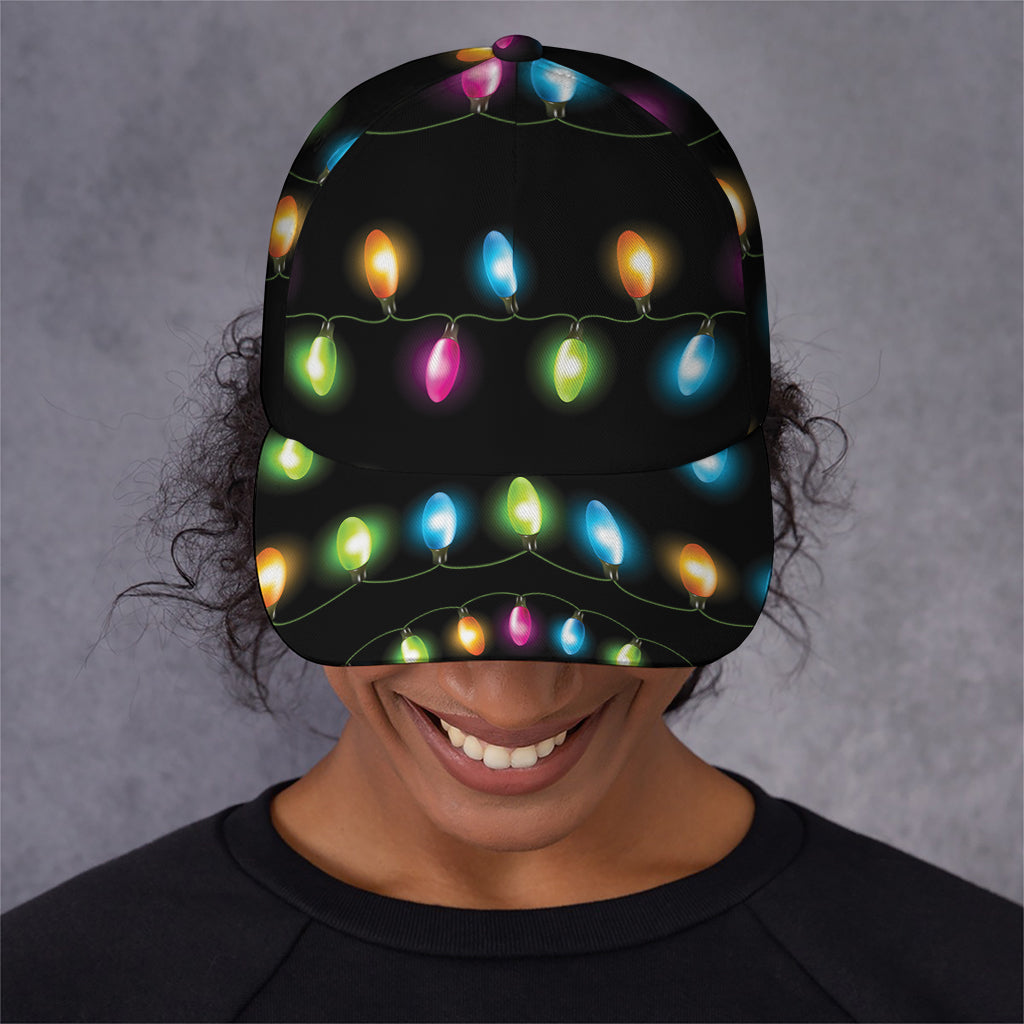 Colorful Christmas Lights Print Baseball Cap