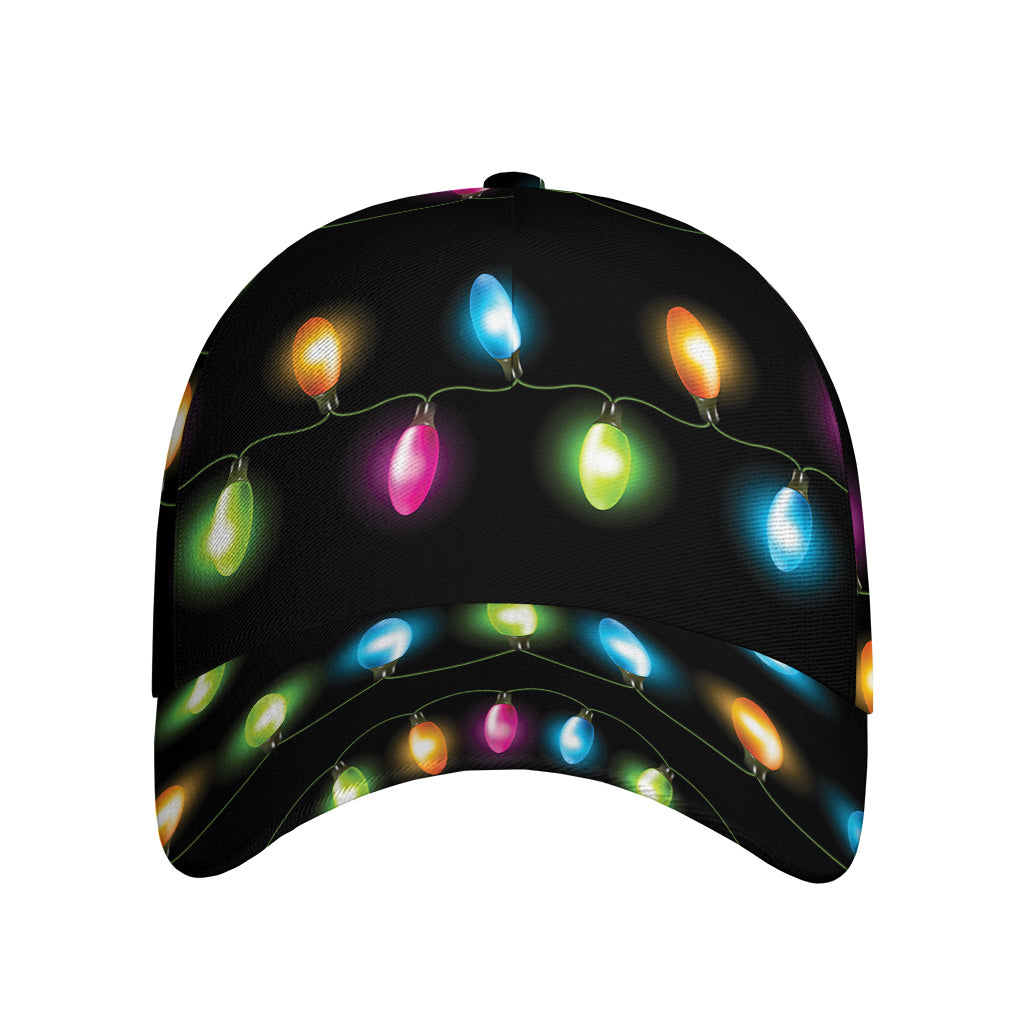 Colorful Christmas Lights Print Baseball Cap