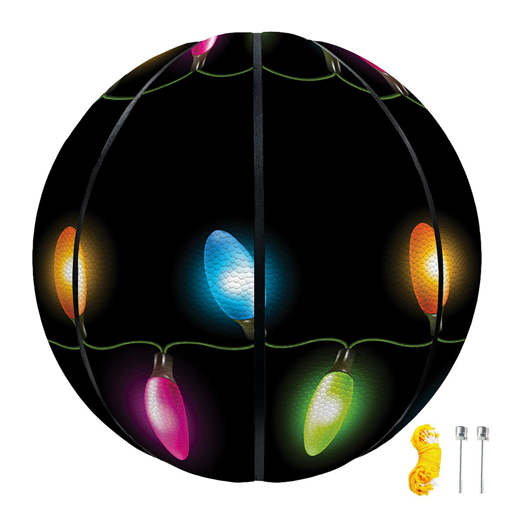Colorful Christmas Lights Print Basketball