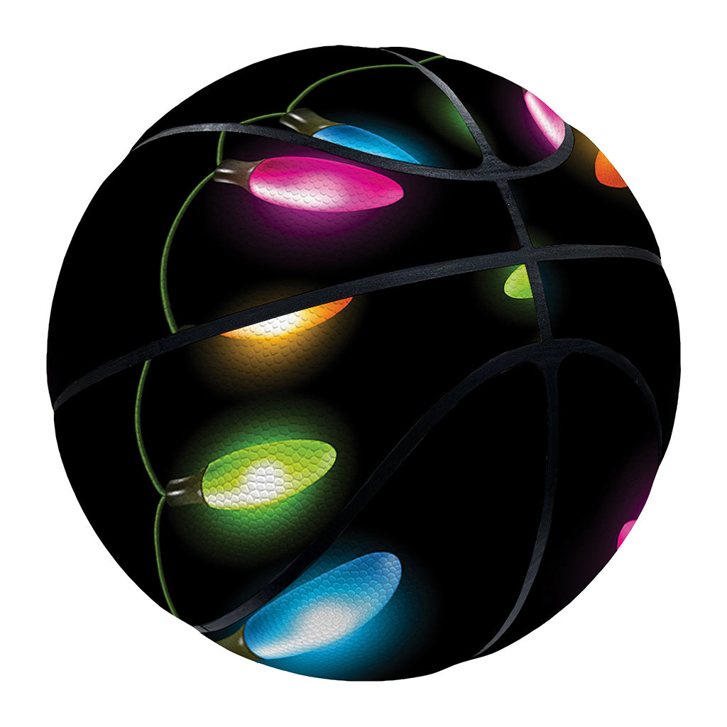 Colorful Christmas Lights Print Basketball