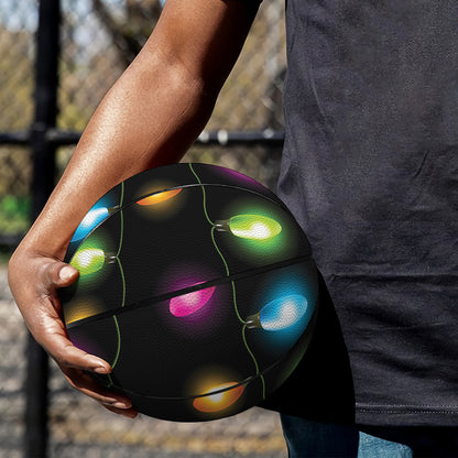Colorful Christmas Lights Print Basketball