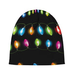 Colorful Christmas Lights Print Beanie