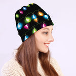 Colorful Christmas Lights Print Beanie