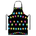 Colorful Christmas Lights Print Bib Apron With Pocket