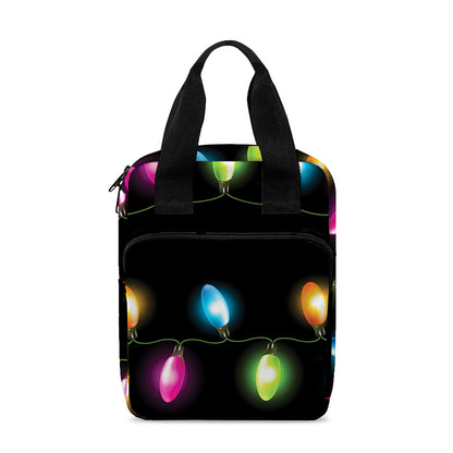Colorful Christmas Lights Print Bible Tote Bag