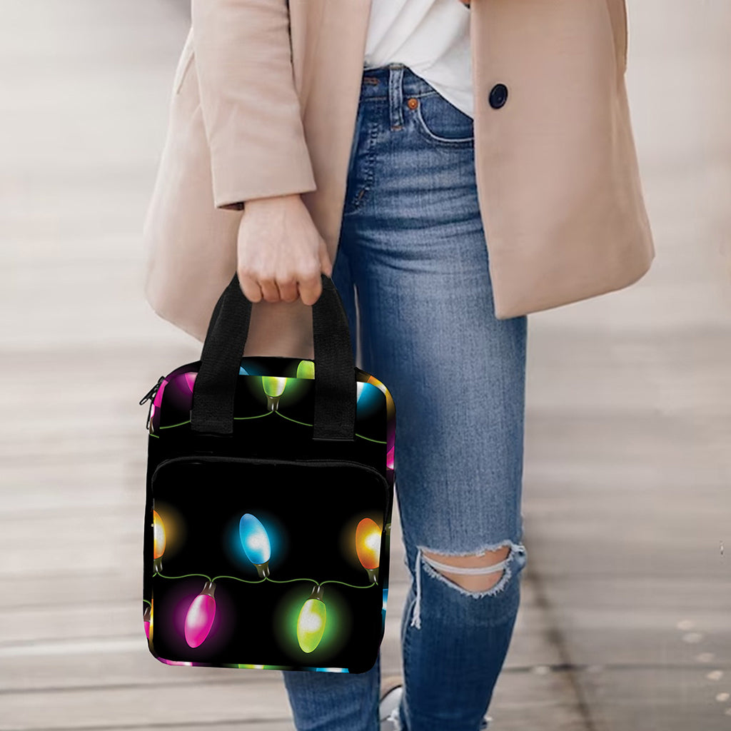 Colorful Christmas Lights Print Bible Tote Bag