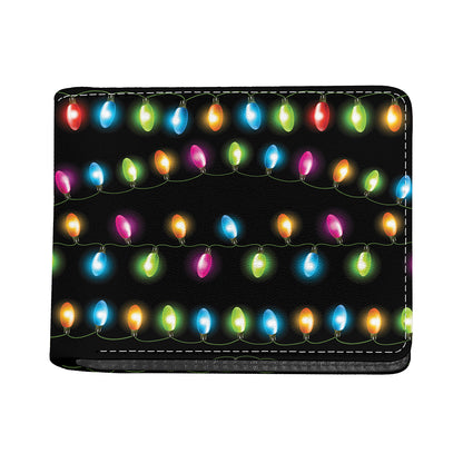 Colorful Christmas Lights Print Bifold Wallet