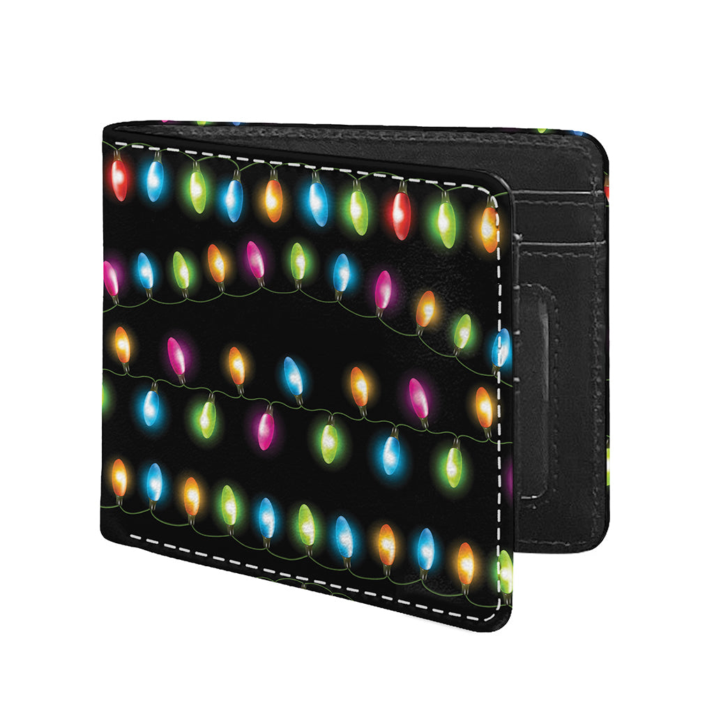 Colorful Christmas Lights Print Bifold Wallet