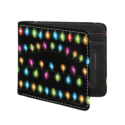 Colorful Christmas Lights Print Bifold Wallet