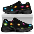 Colorful Christmas Lights Print Black Chunky Shoes