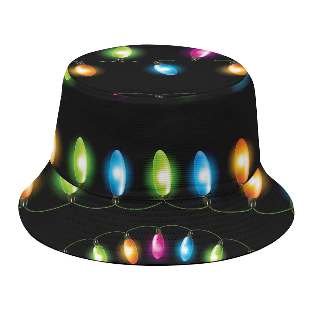 Colorful Christmas Lights Print Bucket Hat