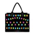 Colorful Christmas Lights Print Canvas Tote Bag