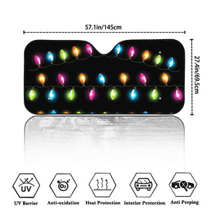 Colorful Christmas Lights Print Car Windshield Sun Shade