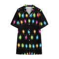 Colorful Christmas Lights Print Cotton Hawaiian Shirt