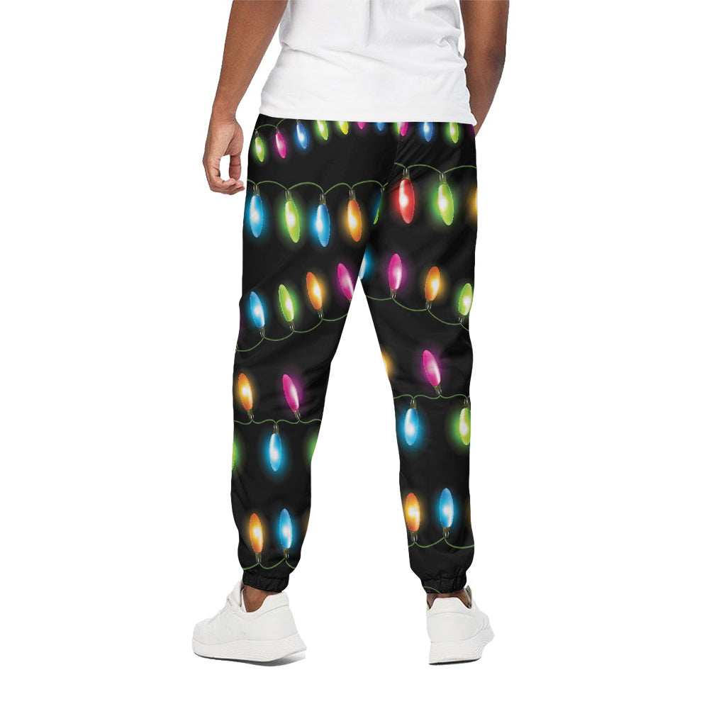 Colorful Christmas Lights Print Cotton Pants