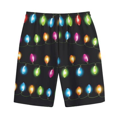 Colorful Christmas Lights Print Cotton Shorts