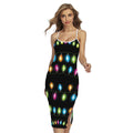Colorful Christmas Lights Print Cross Back Cami Dress