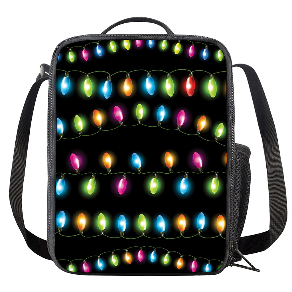 Colorful Christmas Lights Print Crossbody Lunch Bag