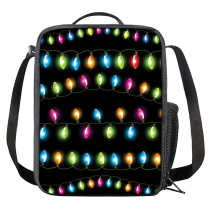 Colorful Christmas Lights Print Crossbody Lunch Bag