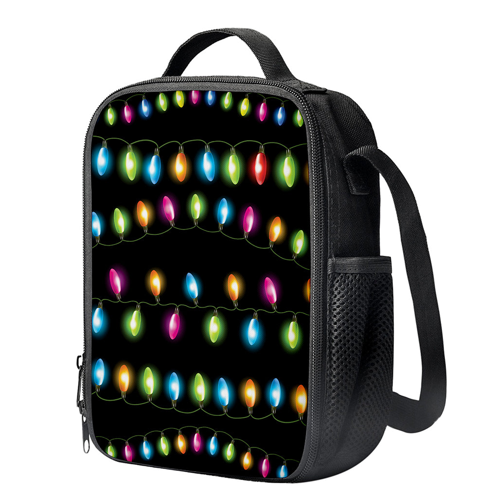 Colorful Christmas Lights Print Crossbody Lunch Bag