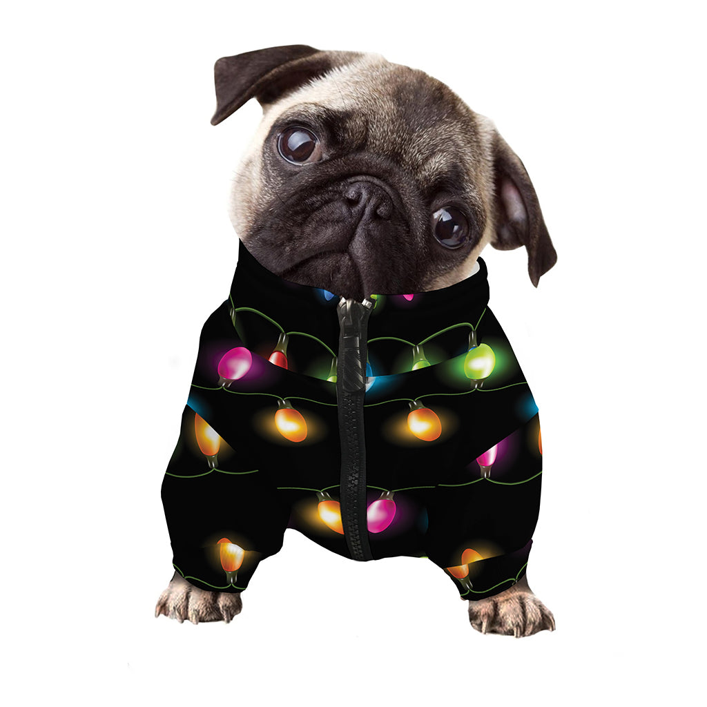 Colorful Christmas Lights Print Dog Zip Up Jacket
