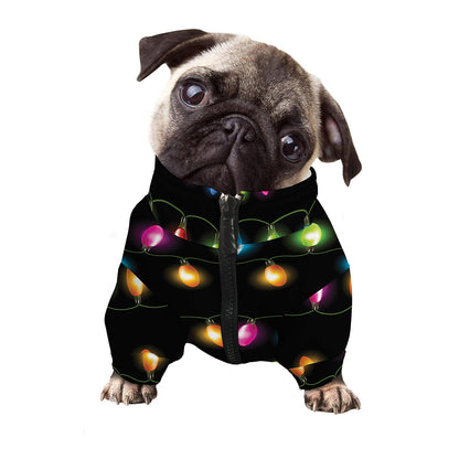 Colorful Christmas Lights Print Dog Zip Up Jacket