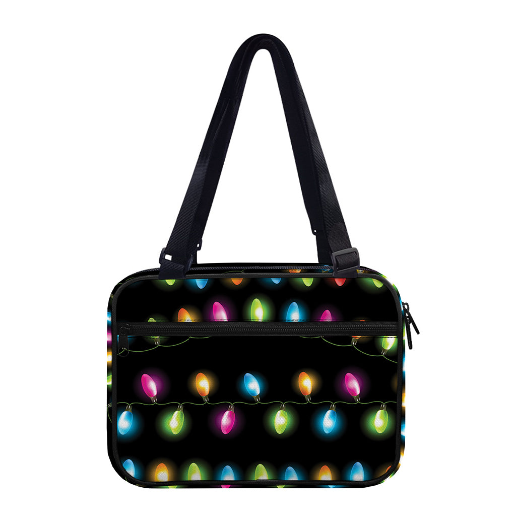 Colorful Christmas Lights Print Double Strap Bible Bag