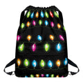 Colorful Christmas Lights Print Drawstring Backpack