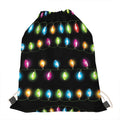 Colorful Christmas Lights Print Drawstring Bag