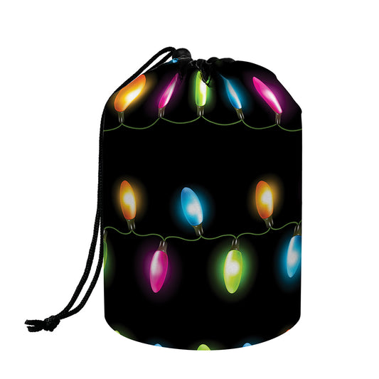 Colorful Christmas Lights Print Drawstring Makeup Bag