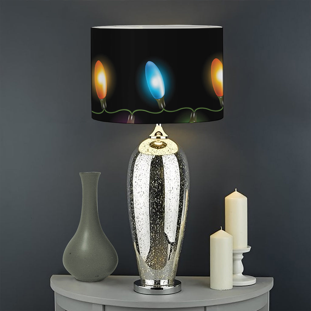 Colorful Christmas Lights Print Drum Lamp Shade