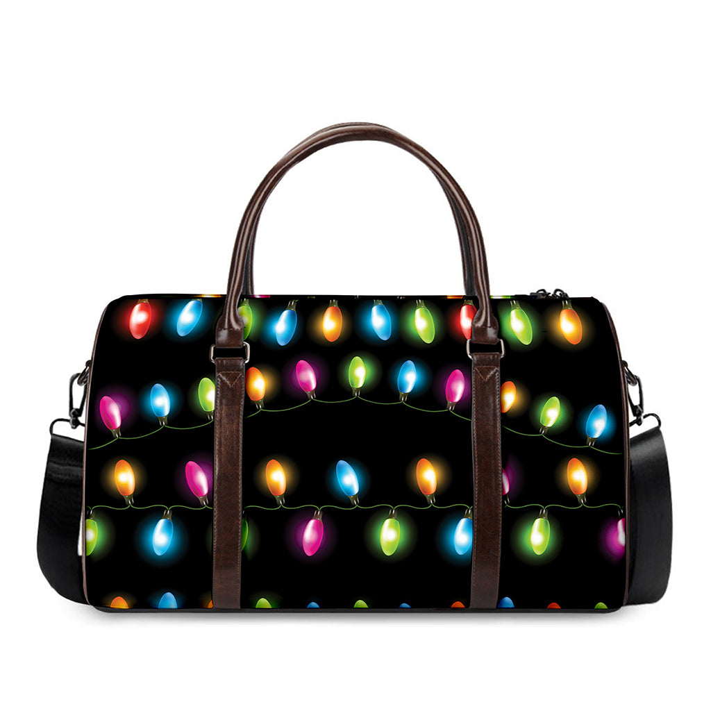 Colorful Christmas Lights Print Duffle Bag