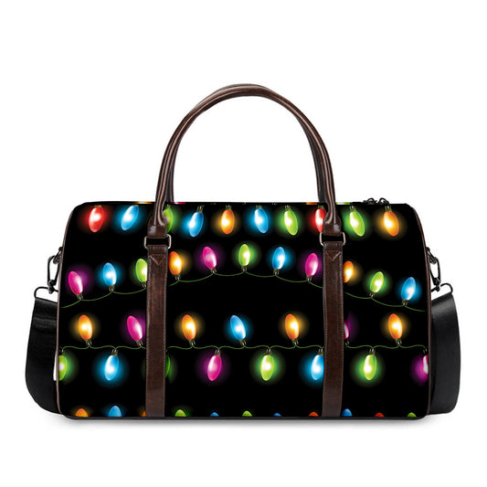 Colorful Christmas Lights Print Duffle Bag