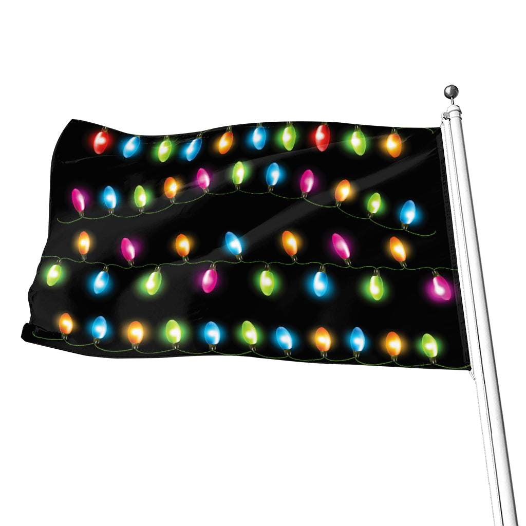 Colorful Christmas Lights Print Flag