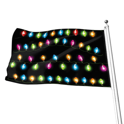 Colorful Christmas Lights Print Flag