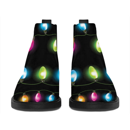 Colorful Christmas Lights Print Flat Ankle Boots