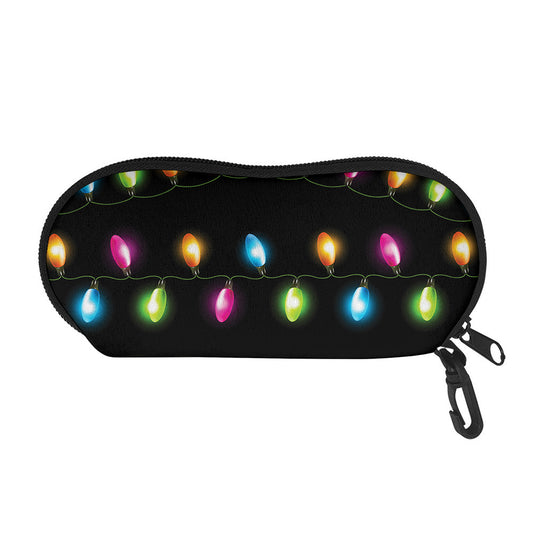 Colorful Christmas Lights Print Glasses Case