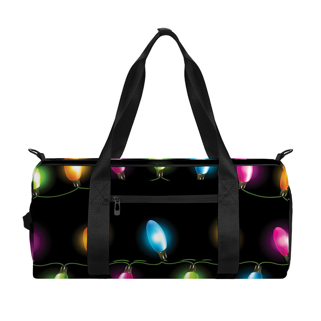 Colorful Christmas Lights Print Gym Bag