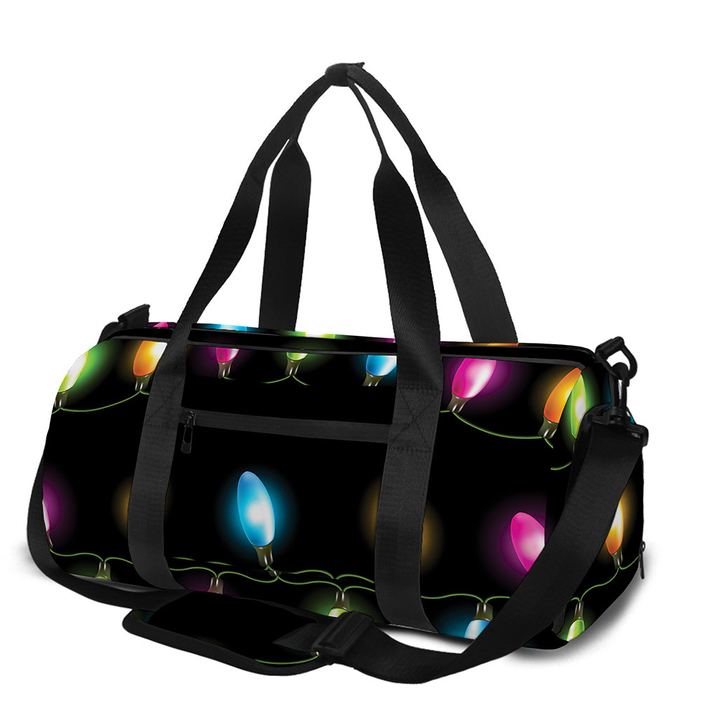 Colorful Christmas Lights Print Gym Bag