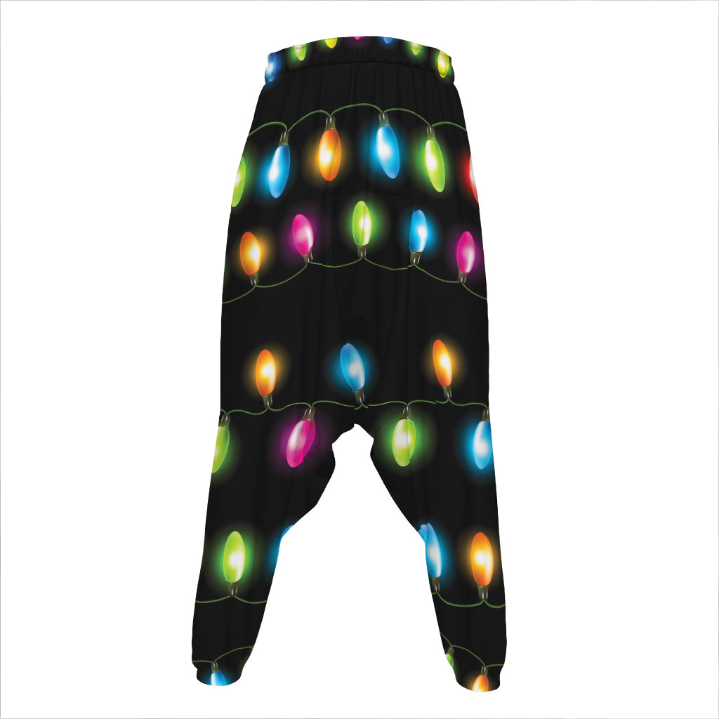 Colorful Christmas Lights Print Hammer Pants