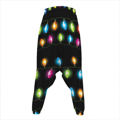 Colorful Christmas Lights Print Hammer Pants